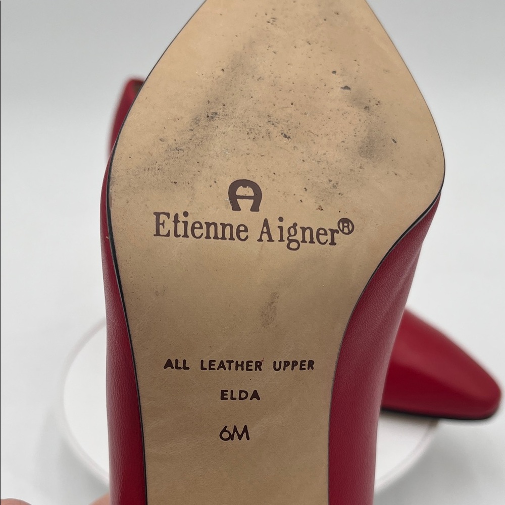Vintage 1980s Etienne Aigner Red Leather Pumps Women’s Size 6 Made in Spain - Picture 7 of 7